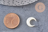 Pendentif Lune nacre noire/blanche naturelle non percé 12x11.5mm, x2 (G1736)