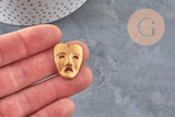 Brass raw Carnival theater mask pendant 25mm, x1 (G10164)