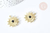 Pendentif Mauvais Oeil résine noire zamac doré 27,5mm, Pendentif zamac doré pour création bijou chance, x1 G8087