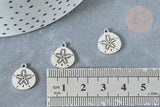 Pendentif Médaille fleur acier 304 inoxydable platine 13,5mm, x1 (G8012)
