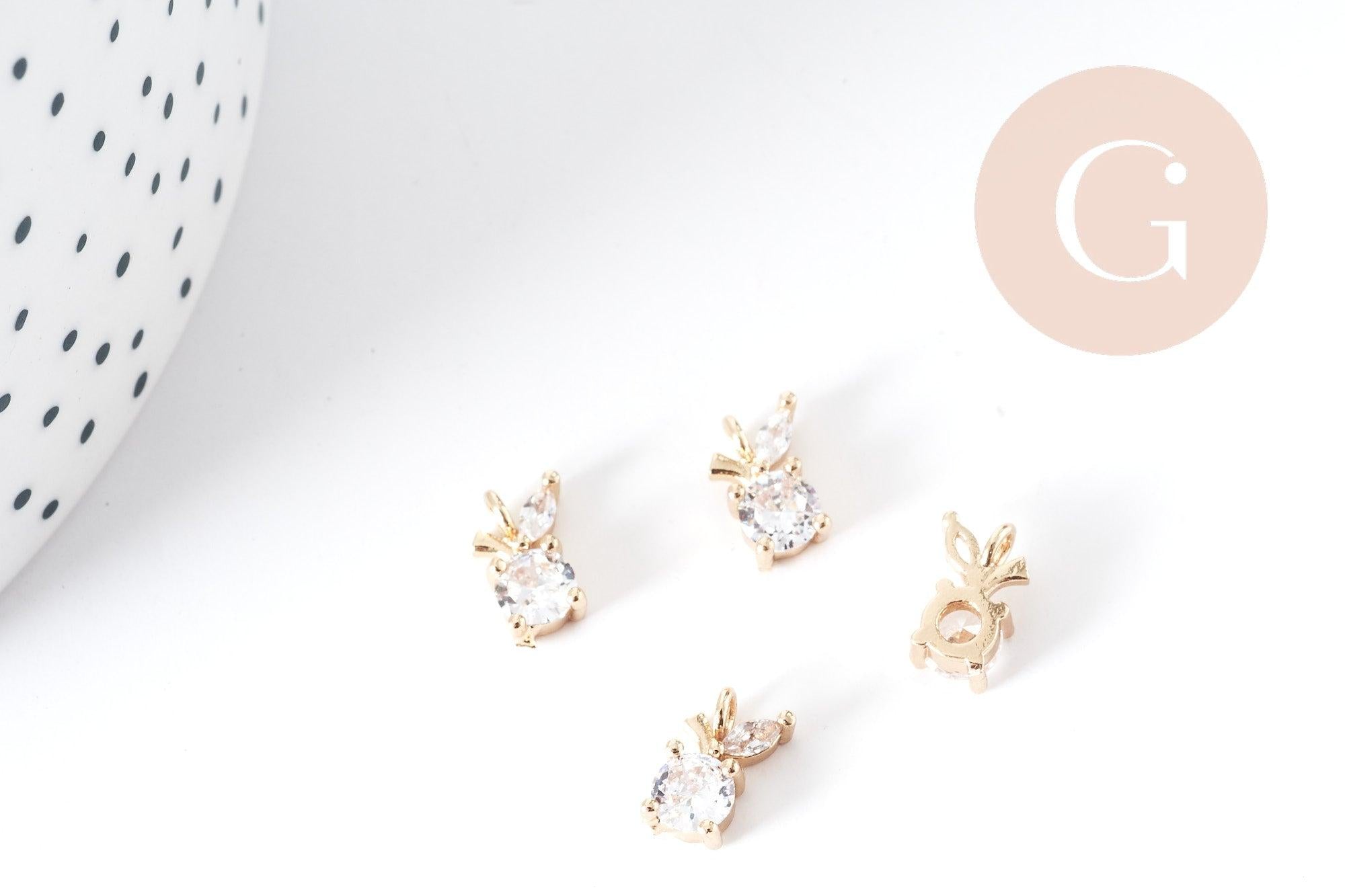 Pendentif Pomme laiton zircon 10mm, pendentif création bijoux fruits x1 G9018