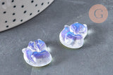 Pendentif Renard Verre irisé 18mm, pendentif animal cristal, x2 (G6929)
