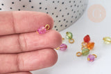 Pendentif Rond Acrylique couleur mixte fer doré 11~11,5mm, perles acryliques, X10 (G7883)