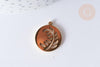 Pendentif Rond plat feuille acier 201 inoxydable doré PVD 18mm, x1 (G7973)