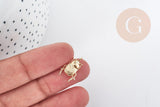 Pendentif Scarabée laiton doré 18K 17mm, x1 (G9017)