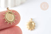 Pendentif Soleil pour cabochon ovale acier 304 inoxydable doré 18mm , x1 (G8032)