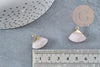 Pendentif Triangle quartz rose naturel et laiton doré 17mm, pendentif création bijoux pierre x1 G9098