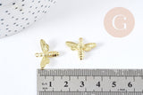 Pendentif abeille laiton doré 19mm, x2 (G1466)