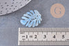 Pendentif acétate feuille monsterosa bleue,perles plastique,connecteur feuille plastique, 27mm, x2 (G4217)