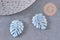Pendentif acétate feuille monsterosa bleue,perles plastique,connecteur feuille plastique, 27mm, x2 (G4217)