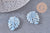Pendentif acétate feuille monsterosa bleue,perles plastique,connecteur feuille plastique, 27mm, x2 (G4217)