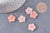 Pendentif acétate fleur rose paillettes,perles plastique,bijou fleur plastique, 20mm x5 (G4013)