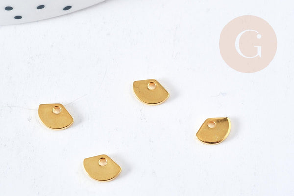 Pendentif acier 201 inoxydable dore éventail 7.5mm, x5 (G8820)