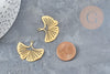 Pendentif acier 201 inoxydable doré feuille gingko 23mm,breloque acier inoxydable sans nickel, x1 (G6129)