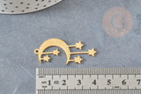 Pendentif acier 304 inoxydable doré lune et étoiles 41.5mm, x1 (G6153)