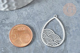 Pendentif acier argenté goutte de pluie 30mm, bijoux acier inoxydable sans nickel, x1 G7612
