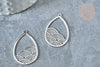 Pendentif acier argenté goutte de pluie 30mm, bijoux acier inoxydable sans nickel, x1 G7612