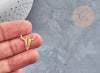 Pendentif acier doré inoxydable tête de vache 15mm, bijou acier hypoallergénique x1 (G4549)