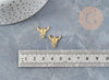 Pendentif acier doré inoxydable tête de vache 15mm, bijou acier hypoallergénique x1 (G4549)