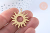 Pendentif acier inoxydable 304 doré soleil 32.5mm, x1 (G6148)