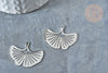 Pendentif acier inoxydable platine feuille gingko 23mm, x1 (G7610)