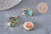 Pendentif agate naturelle verte laiton doré 17-22mm, x1 (G2619)
