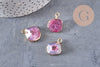Pendentif agate rose, pendentif pierre, agate naturelle, support doré, création bijoux, pierre naturelle, 17-22mm, x1,G2528