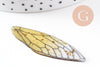 Pendentif aile résine paillettes,des peerles originales et transparentes pour création bijoux bois,51mm, x1 (G3923)