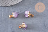Pendentif améthyste violette brute, , support doré, création bijoux, pierre naturelle, 25mm, x1 (G2498)