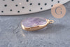 Pendentif améthyste violette, fournitures créatives, pendentif pierre, support doré, 25mm, x1 G1044