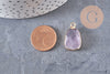 Pendentif améthyste violette, fournitures créatives, pendentif pierre, support doré, 25mm, x1 G1044