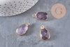 Pendentif améthyste violette, fournitures créatives, pendentif pierre, support doré, 25mm, x1 G1044