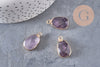 Pendentif améthyste violette, fournitures créatives, pendentif pierre, support doré, 25mm, x1 G1044