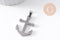 Pendentif ancre acier 304 inoxydable platine 27mm, x1 (G10377)