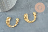 Pendentif arc demi-cercle U martelée laiton brut, apprêt doré, sans nickel,médaille dorée,médaille carré,30mm, X2 (G1254)