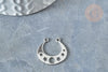 Pendentif argenté torque lune et étoiles acier inoxydable 19mm, breloque acier inoxydable platine x1 G7605