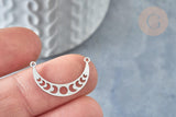 Pendentif argenté torque phases lune acier 304 inoxydable 21.5mm, breloque acier inoxydable platine x1 G7607