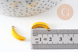 Pendentif banane émail jaune acier 304 inoxydable doré 19mm, x1 (G10872)