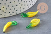 Pendentif banane fruit verre artisana tchèque 25mm,x5 (G2966)
