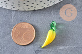 Pendentif banane fruit verre artisana tchèque 25mm,x5 (G2966)