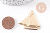 Pendentif bateau laiton brut 36mm, x2 (G10148)