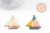 Pendentif bateau laiton brut 36mm, x2 (G10148)