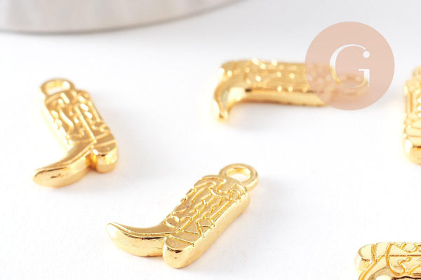 Pendentif botte de cow-boy zamac doré 18mm, x5 (G10387)