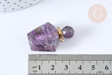 Pendentif bouteille parfum améthyste naturelle 37.5mm, x1 (G3213)