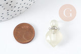 Pendentif bouteille parfum quartz citron naturel laiton platine 27mm, x1 (G9105)
