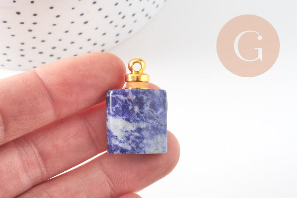Pendentif bouteille parfum sodalite naturelle 33mm, x1 (G2879)