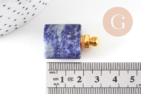 Pendentif bouteille parfum sodalite naturelle 33mm, x1 (G2879)