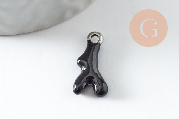 Pendentif branche de corail acier 304 inoxydable platine multicolore 18.5mm, x1 G9811