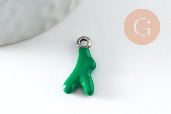 Pendentif branche de corail acier 304 inoxydable platine multicolore 18.5mm, x1 G9811