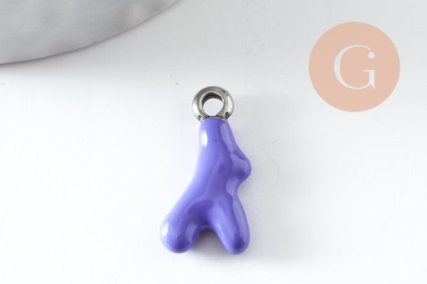 Pendentif branche de corail acier 304 inoxydable platine multicolore 18.5mm, x1 G9811